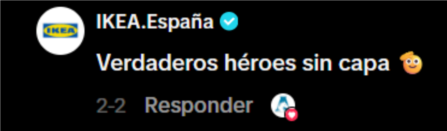 Comentario de IKEA apoyándonos